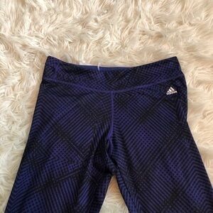 Adidas blue and black pattern leggings sz medium